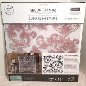 NEW Elegant Scrolls - Clearly Aligned Decor Stamps Set Redesign Prima Flowers